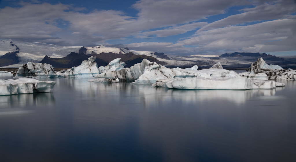 Icebergs Drifting in a Glacial Lagoon