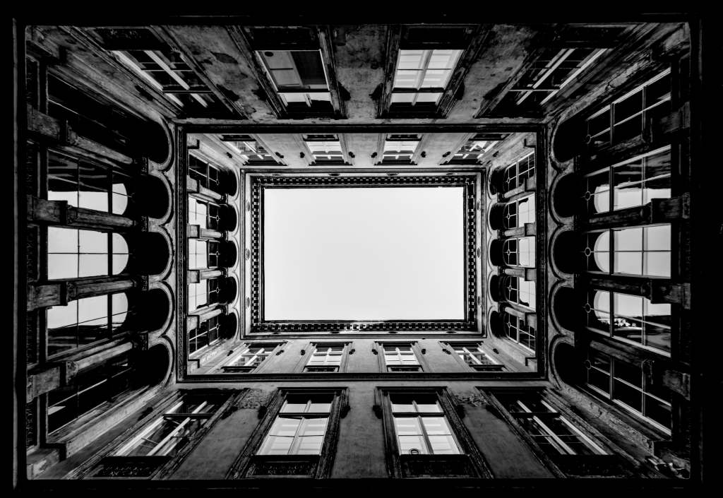 Inner Courtyard with Strong Architectural Symmetry